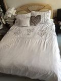 Pure White Embroidery Heart Bedding Set