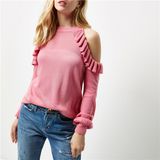 Latest Design Knit Long Sleeves Women Christmas Sweaters off Shoulder