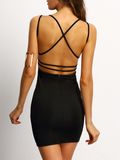 2017 V Neck Sexy Women Crisscross Back Bodycon Dresses Wholesale