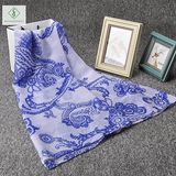 Viscose Shawl Blue and White Phoenix Printed Lady Fashion Scarf