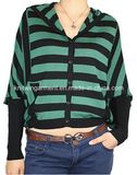 Ladies Knitted Long Sleeve Hooded Cardigan Sweater (12AW-202)