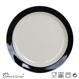 Round Shape White with Hand Painting Rim Salad Plate