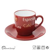 3oz Red Color Glaze Espresso Cup and Saucer