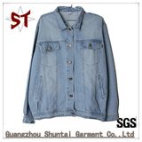 Fashion Women Polo Collar Denim Jacket Outer Coat