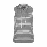 Slim Fit Grey Striped Sleeveless Hoodie Wholesale