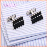 VAGULA Silver Plated Agate Shirt Cuff Men's Cufflink