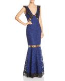 Newest Women Sexy Blue Open-Inset Lace Evening Dresses Wholesale