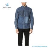 Modern Stylish Long Sleeves Men Denim Shirts with Light Blue by Fly Jeans