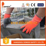 Ddsafety 2017 Neon Orange Nylon Grey Latex Gloves with Crinkle Finished