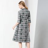 Fashion Classic Plaid Dress a - Line Collar