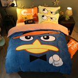 Cartoon Printed 100% Polyester Coral Flannel Fleece Bedding Sets/Duvet Cover Set