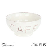 25oz Ceramic Bowl with Embossed Cafe Words