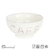 25oz Ceramic Bowl with Embossed Cafe Words