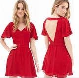 Sexy Women Clothing Backless Red Casual Chiffon Women Dress