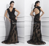 Black Evening Formal Gowns Applique Ladies Fashion Dresses Z1014