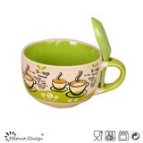 16oz Ceramic Stoneware Soup Mug with Spoon