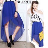 Fashion Women Spring Summer Long Wrapped Chiffon Hi Low Skirt