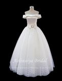 Aolanes Satin Sleeve Tulle Net Wedding Dress