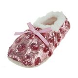 Ladies Comfortable Ballerina Bling Metallic Shine Pink Rose Indoor Slipper