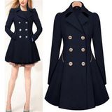 Fashion Double Breasted Long Styleladies Outwear Jacket (50107-1)