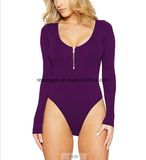 Women Round-Neck Long Sleeve Shorts Knitted Bodysuit Jumpsuit Romper Esg10438