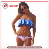 Nylon Lotus Leaf Bikini Blue Printed Two Styles Wear Swimsuit Women's Swimwear & Beachwear