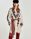 Ladies Fashion Intarsia Pattern Sweater Coat for Christmas