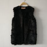 Black Fake Fur Gilet Vest with Sweater Back