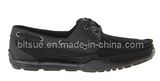 Men Black Leather Boat Footwear