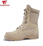 Khaki Color Suede Cow Leather Menmilitary Boots