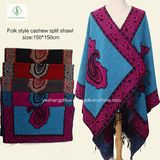 Lady Fashion Thick Split Pashmina Shawl Ethnic Style Square Scarf