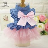 Bowknot Pet Clothes Cowboy Pet Lace Skirt