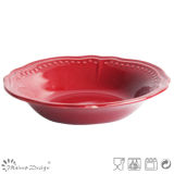 Shiny Red Ceramic Soup Plate