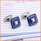 VAGULA Rhodium Plated Copper Wedding Fashion Cufflinks