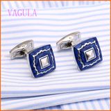 VAGULA Rhodium Plated Copper Wedding Fashion Cufflinks