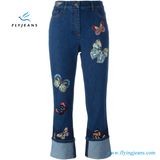 Fantastic Embroidery Cropped Jeans Women Denim