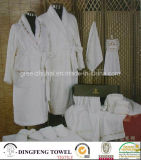 Luxury Shawl Collar White 100% Cotton Hotel Bathrobe