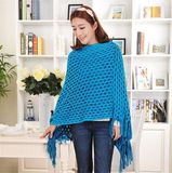 High Quality Tasseled Sweater 100% Acrylic Hollow out Pullover Knitted Women's Cape