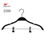 Flat Thin Black Hanger with Metal Clips