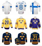 Henrik Sedin Peter Forsberg Team Sweden Iihf Teemu Hockey Jersey