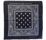 China Factory OEM Produce Custom Logo Print Navy Blue Paisley Cotton Headband Bandanna