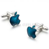 VAGULA Fashion Funny Green Painting Apple Cufflink 697