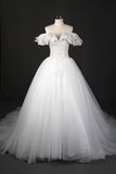 Capped Sleeve Beading Applique China Wedding Dress