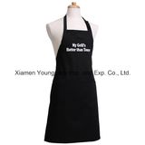 Promotional Custom Printed Black Cotton Canvas Kitchen Apron for Men