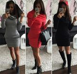 Winter Autumn Hooded Dress Package Hip Elegant Short Fashion Dress Women 2015