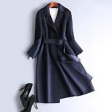 Ladies Fashion Wool Raglan Sleeve with Belt MID Long Jacket Short Coat