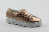 Rose Gold Color White Outsole Flat Fashion Lady Sport Shoes
