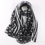 Fashion Thin Star &Stripe Joint Printing Lady Scarf (HWBPS45)