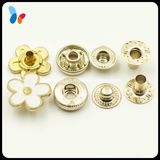 Coated White Flower Cap Alloy Metal Spring Snap Fasteners Button