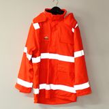 Orange Hooded PU Jacket/Raincoat/Reflective/Safety Working Wear for Adult